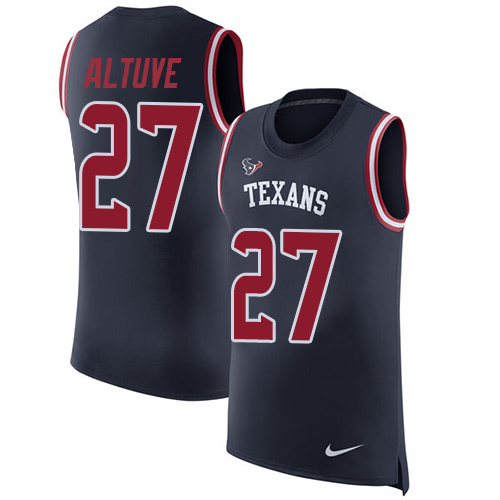 Nike Texans #27 Jose Altuve Navy Blue Team Color Men's Stitched NFL Limited Rush Tank Top Jersey